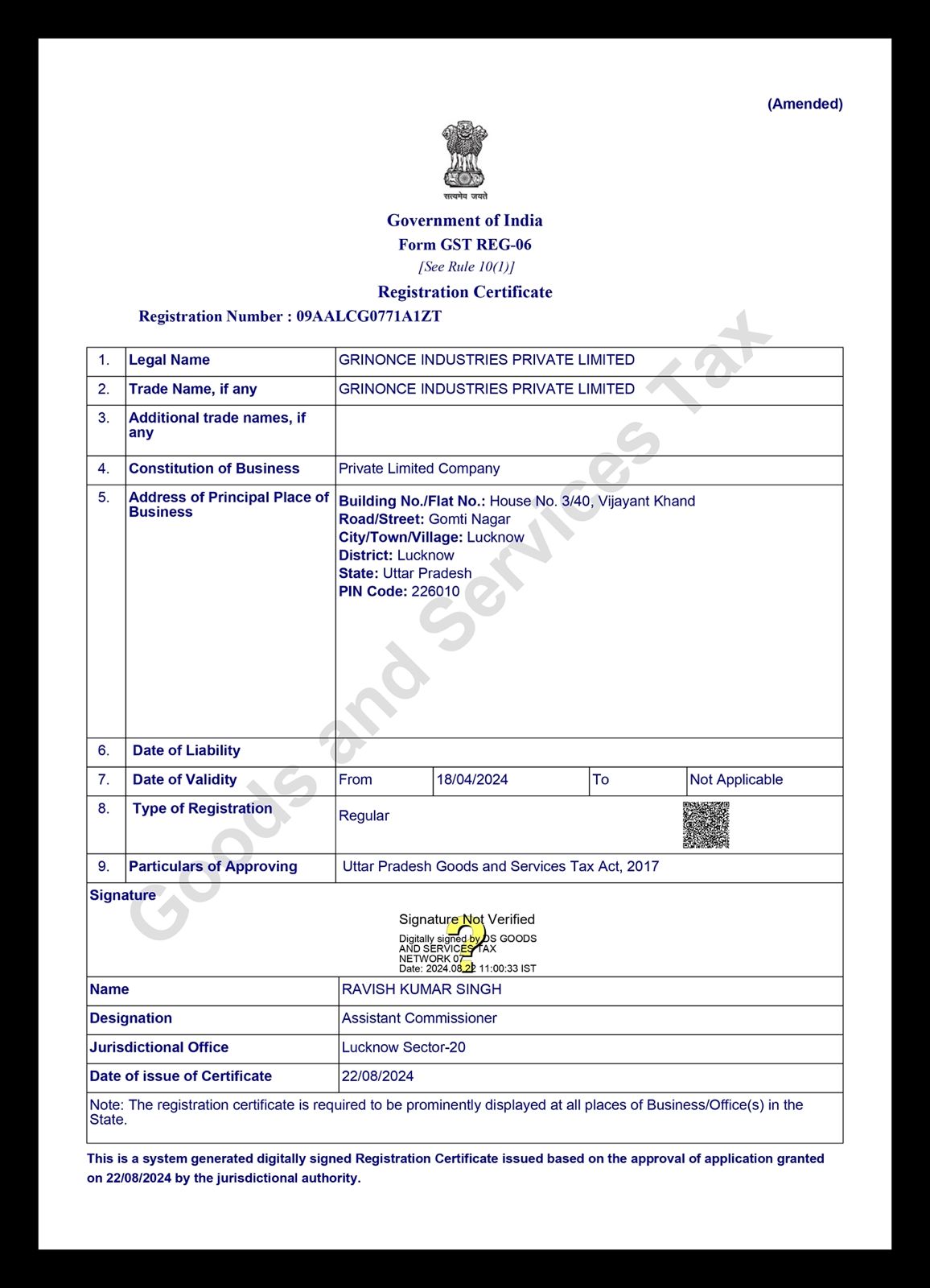 Grinonce Industries Pvt. Ltd
